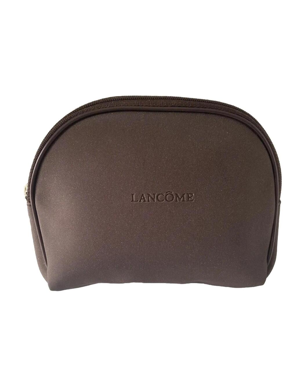 Lancôme Makeup Brown Cosmetic Bag Vintage 2000 Travel Case Zipper Pouch